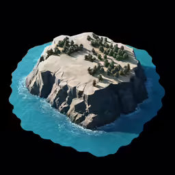 an island sits on a body of water