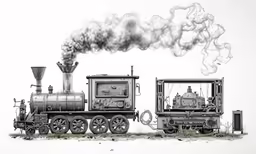 an illustrated drawing of a steam engine train