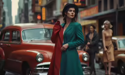 a woman in a dress and coat is walking
