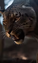 an angry looking cat shows his teeth