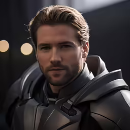man in black leather suit with helmet posing for a picture