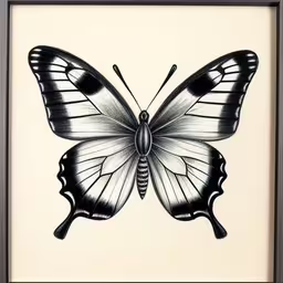 a drawing of a butterfly with an insect in it
