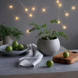 there are some small green fruits on the table