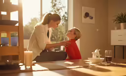woman giving a child a hug sitting on the floor