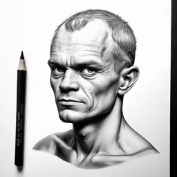 a pencil drawing of a man with no face