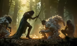 some native americans are kneeling down and fighting