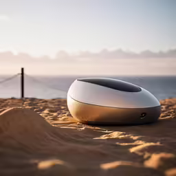 a strange looking object is sitting on a beach