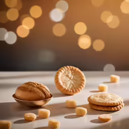 a tin with some peanut butter and crackers on it