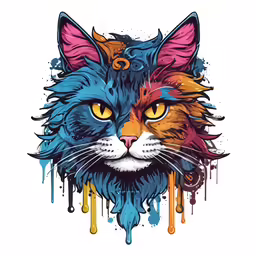 a colorful cat with lots of different colored spots