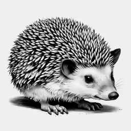 a hedgehog on a white background drawing