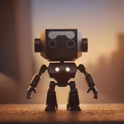 a close up shot of a small robot on a table