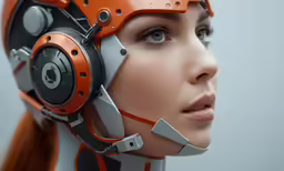 an adult female with an electronic device on her head