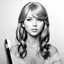 a woman holding a pen and a knife