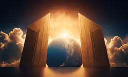 a very large doorway opening up into a planet