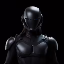 a person in black suit with gloves on