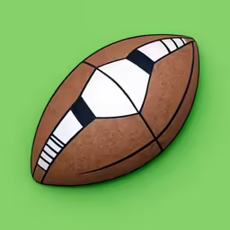 a football sits on top of a green surface
