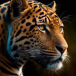 a close up photo of a leopard, with the lighting from behind him