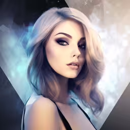 a woman with blonde hair and dark makeup,a digital painting of a beautiful blonde woman
