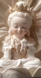 a porcelain figurine that has a crown on top