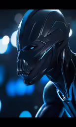 a 3d rendering of a dark knight is shown in the dark