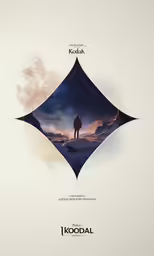 a poster of a man looking up at the sky