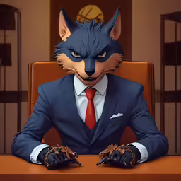 a person wearing a cat suit sitting at a table
