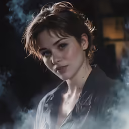 a woman holding her cigarette in the dark