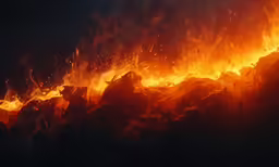 a huge amount of fire blazing on a black background