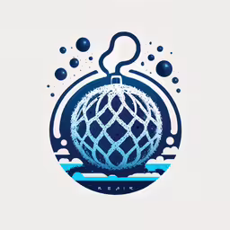 a poster showing an abstract ornament on a square,an ornament ornament that is made up of blue and white material