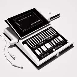 a music equalizer sitting on a table with a charger