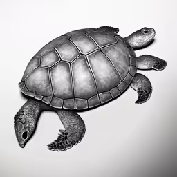 a black and white picture of a turtle
