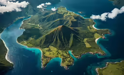 an aerial view of many islands from the air