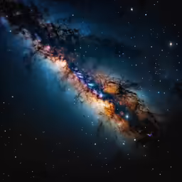 a galaxy is in the center of the frame