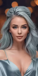 an attractive blonde with blue eyes is posing for the camera