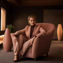 a woman wearing high heels posing on a chair
