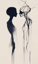 an illustration of two women with faces painted on