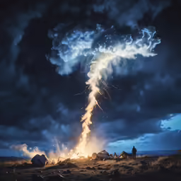 a large crack in the sky on top of a field