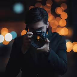 a young man taking pictures of his lights with his camera