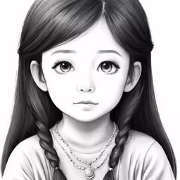 a girl with a long hair, braid and necklace