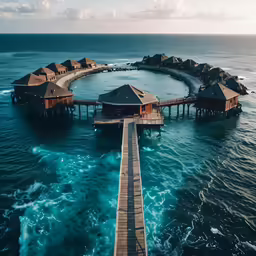 a long dock that is extending out into the water