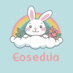 the bunny with flowers is sitting on top of a cloud