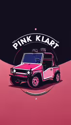 a pink car with the word pink klart on the front,a pink klart is shown in a stylized style