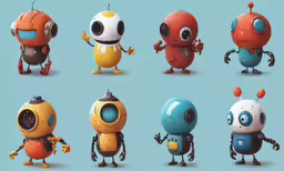 a group of cartoon characters posing for different poses