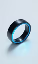 a wedding ring in black and blue metal