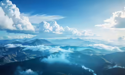 some clouds in the sky over a mountain range