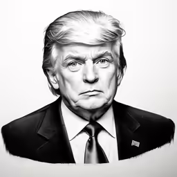 a drawing of president trump looking pensive