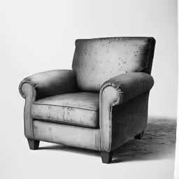a chair that is upholstered on the floor