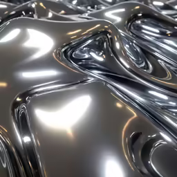 shiny metal surface with lots of different shiny shapes