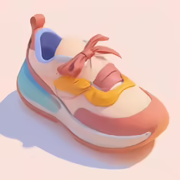 a colorful sneakers is shown with a pink bow