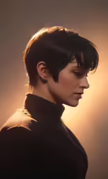 a very close up shot of a short pixied haircut